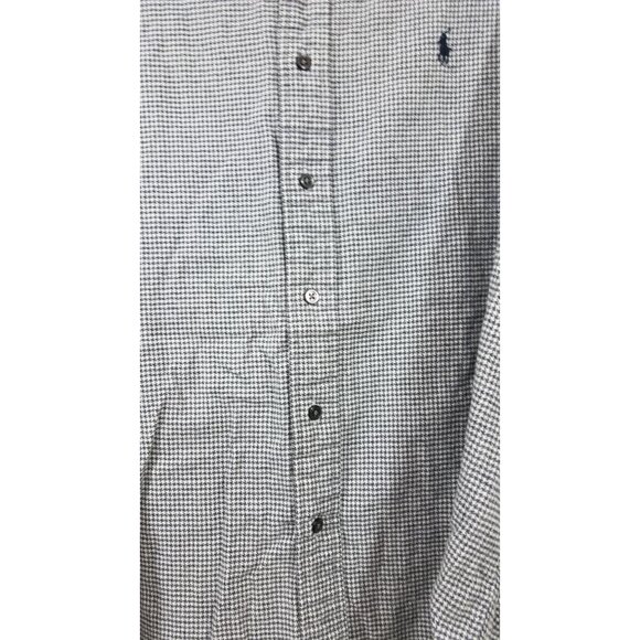 Polo Ralph Lauren Mens Size Large Shirt Houndstooth Button-Down Flannel Cotton - Picture 8 of 13